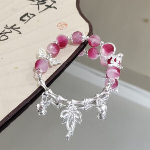 Red moon bead half bracelet bow bracelet