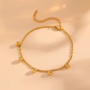 Gold Steel Ball Anklet