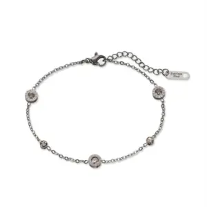 A5176-Roman Double Diamond Bracelet Steel Color