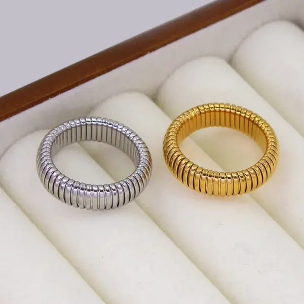 PVD Coated 18K Gold Real Gold Plated Geometric 304 Stainless Steel Vintage Style Waterproof Non Tarnish Rings
