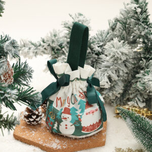 Christmas canvas apple bag-green