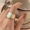 Wholesale Exaggerated Simple Style Rectangle Titanium Steel Shell Wide Band Ring In Bulk