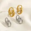Wholesale Copper Oval Electroplating 18K Real Gold Plated Simple Style Gold Silver Drop Earrings