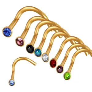 Wholesale Fashion Geometric Stainless Steel Inlay Ear Studs 1 Piece Nose Pin