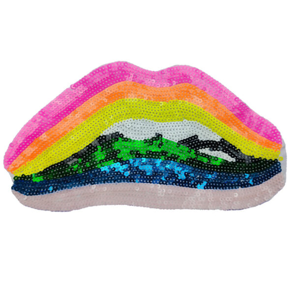 Wholesale Cross-border Multicolor Large Lips Mouth Cartoon Sequins Embroidered Cloth Stickers Garment Decoration Accessories Bead Patch Stickers