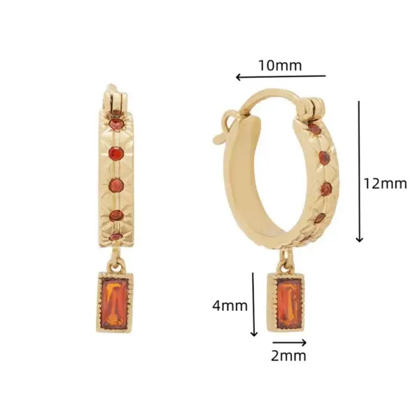 304 Stainless Steel Rectangle May Birthstone Emerald 18K Gold Plated Casual Elegant Simple Style Earrings