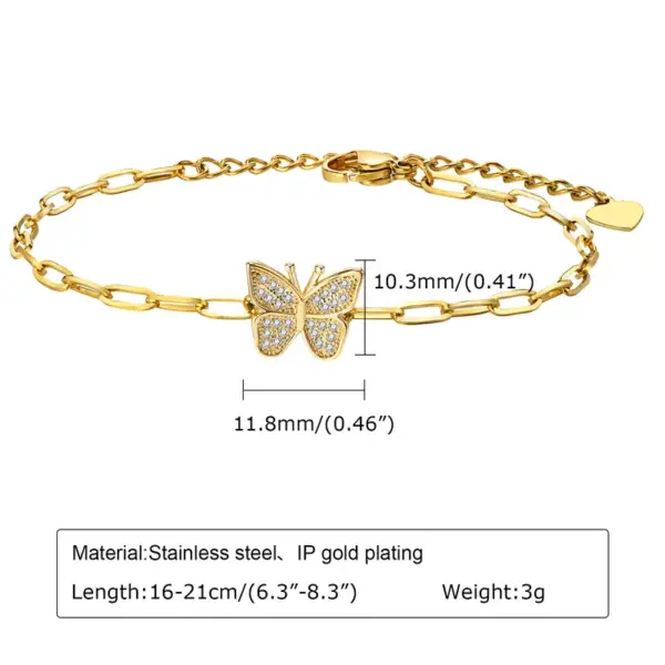 Wholesale Copper Gold Plated Simple Style Star Butterfly Heart Shape Zircon Bracelets