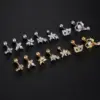 Wholesale Fashion Cross Star Butterfly Stainless Steel Inlay Zircon Ear Studs 1 Piece