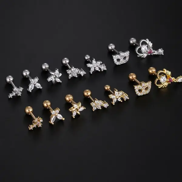 Wholesale Fashion Cross Star Butterfly Stainless Steel Inlay Zircon Ear Studs 1 Piece