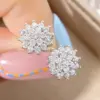 Wholesale Hot Selling Creative Style Stud Earrings Inlaid Zircon Flower Earrings Wholesale Style Women's Copper Plating 18K Earrings