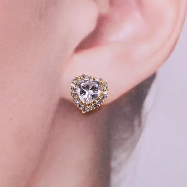 Wholesale Korean Copper Micro-set Zircon Peach Heart Pineapple Geometric Sweet Earrings