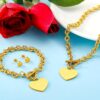 Wholesale Heart-shaped bracelet, earrings, necklace, stainless steel, titanium steel jewelry set