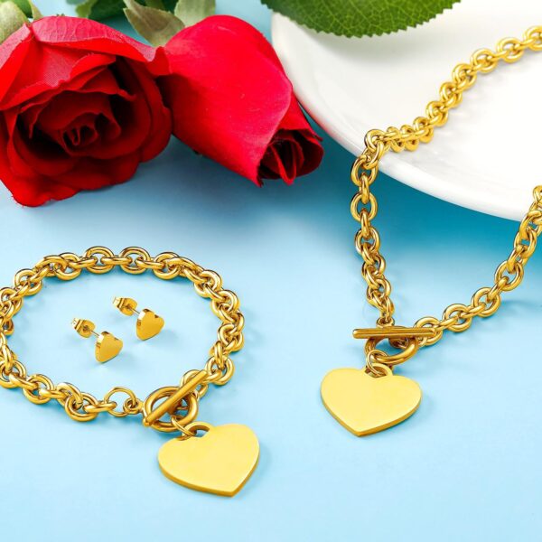 Wholesale Heart-shaped bracelet, earrings, necklace, stainless steel, titanium steel jewelry set