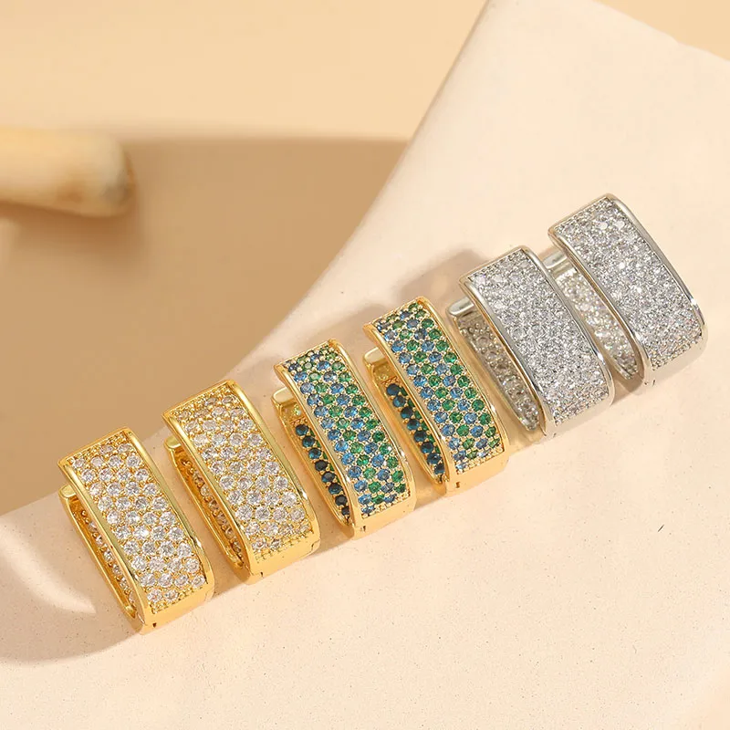Wholesale 1 Pair Elegant Luxurious Classic Style Solid Color Asymmetrical Plating Inlay Copper Zircon 14k Gold Plated Hoop Earrings