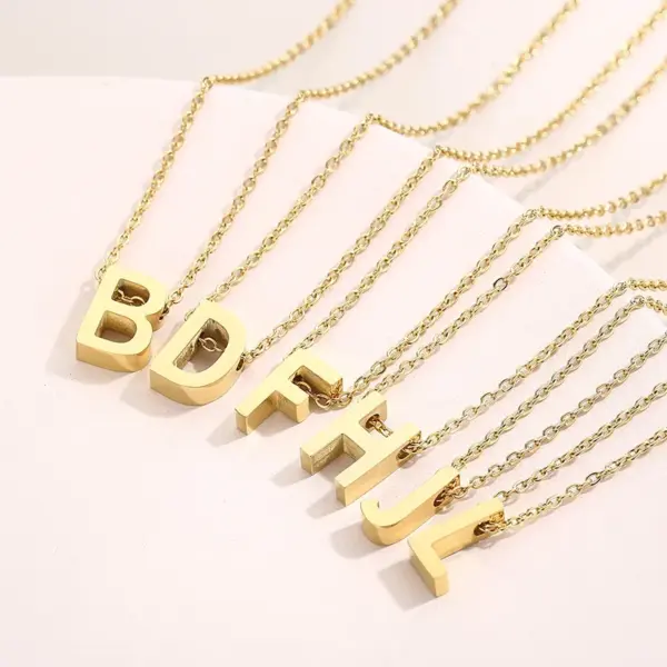 304 Stainless Steel Letter PVD Coated 18K Real Gold Plated Fashion Waterproof Non Tarnish Plating Pendant Necklace