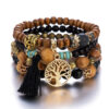 Wholesale Bohemian style multi-layer wooden beads beaded bracelet men's and women's four-piece elastic rope bracelet jewelry