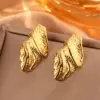 Wholesale PVD Coated 18K Gold Plated Sector Leaves Heart Shape 304 Stainless Steel Simple Style Waterproof Non Tarnish Ear Studs