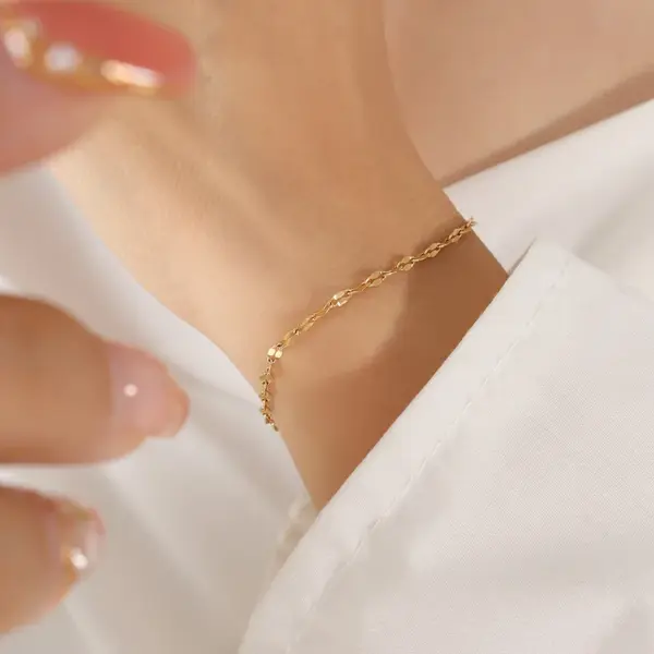 Wholesale PVD Coated Real Gold Plated 18K Gold Solid Color 304 Stainless Steel INS Style Waterproof Non Tarnish 304 Stainless Steel Bracelets