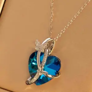 Big Heart Butterfly-Blue-Silver