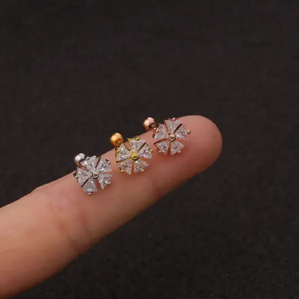 316L Stainless Steel Copper Ear Cartilage Rings & Studs Geometric Waterproof Non Tarnish Surgical Steel