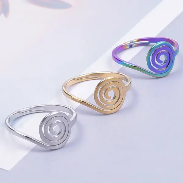 Wholesale PVD Coated Real Gold Plated 18K Gold Geometric 304 Stainless Steel INS Style Waterproof Non Tarnish Open Ring