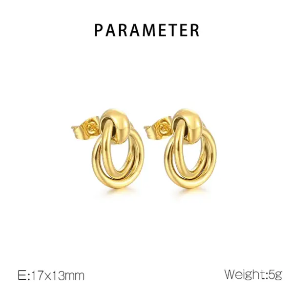 PVD Coated 18K Gold Plated Circle 304 Stainless Steel Simple Style Waterproof Non Tarnish Ear Studs