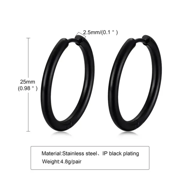 Wholesale PVD Coated Real Gold Plated Solid Color 304 Stainless Steel Simple Style Waterproof Non Tarnish Hoop Earrings