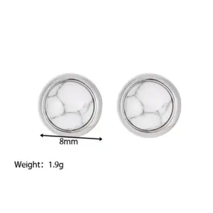 Wholesale PVD Coated 18K Gold Platinum Real Gold Plated Round Texture 304 Stainless Steel Classic Style Waterproof Non Tarnish Ear Studs