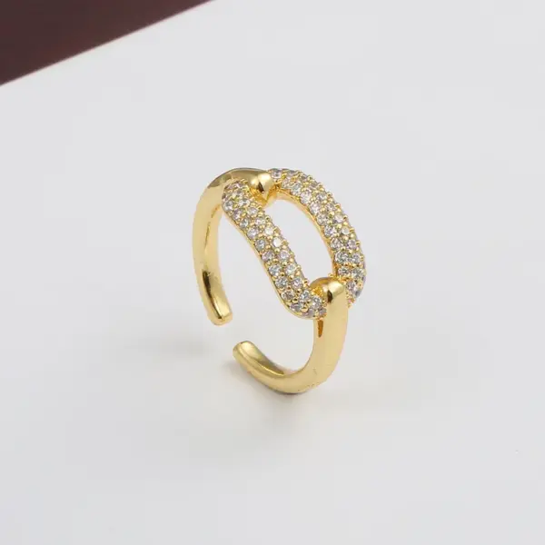 Wholesale Fashion Geometry Pattern Inlaid Copper Zircon Ring Wholesale