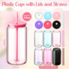 Wholesale High color value 16oz plastic pipette cup single layer transparent color mason cup cola cup cross-border exclusive