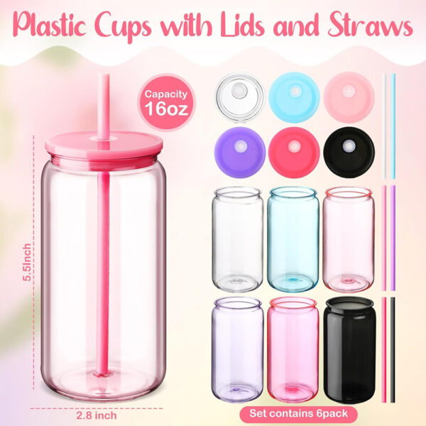 Wholesale High color value 16oz plastic pipette cup single layer transparent color mason cup cola cup cross-border exclusive