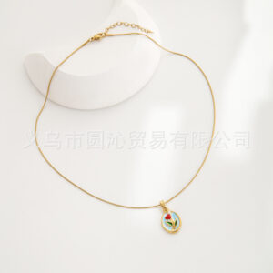 S0347 blue rose necklace