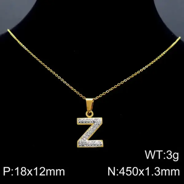 Wholesale PVD Coated 18K Gold Plated Letter Stainless Steel Basic Waterproof Non Tarnish Pendant Necklace