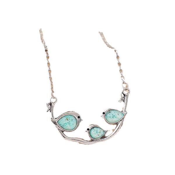 Wholesale Sky blue three sparrow necklace