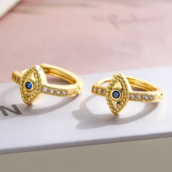 Wholesale 1 Pair Simple Style Streetwear Commute Devil's Eye Plating Inlay Copper Zircon 18k Gold Plated Earrings