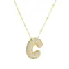 Wholesale Casual Hip-Hop Rock Letter 304 Stainless Steel Copper Inlay 18K Gold Plated Zircon Pendant Necklace