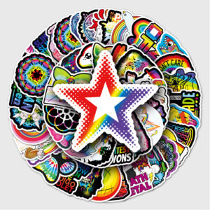 Wholesale 101 cartoon rainbow series graffiti cross-border tablet luggage scooter car waterproof decorative stickers