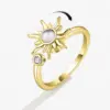 Casual Simple Style Sunflower Copper Plating Inlay Zircon Open Ring