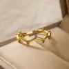 Wholesale Simple Style Commute Devil's Eye Copper Plating Inlay Zircon 18k Gold Plated Open Rings