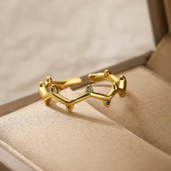 Wholesale Simple Style Commute Devil's Eye Copper Plating Inlay Zircon 18k Gold Plated Open Rings
