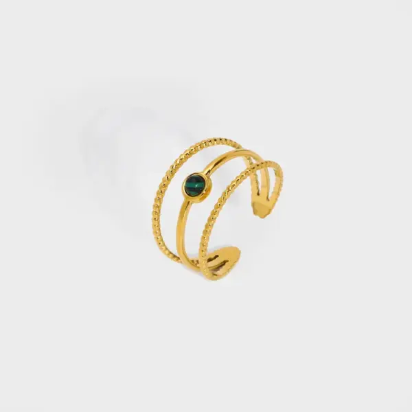 PVD Coated Real Gold Plated 18K Gold Solid Color 304 Stainless Steel Simple Style Commute Waterproof Non Tarnish Open Ring