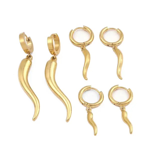 Wholesale PVD Coated 18K Gold Plated Stainless Steel Simple Style Waterproof Non Tarnish Drop Earrings