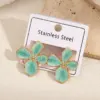 Wholesale Hot Selling Four Leaf Flower Earrings 304 Stainless Steel Plated With Oil Drop Modern Casual Style For Women