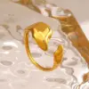 Wholesale Ion Plating (IP) 18K Gold Plated Irregular 304 Stainless Steel Simple Style IG Style Waterproof Non Tarnish Rings