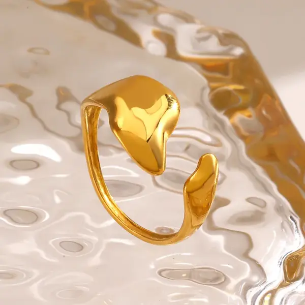 Wholesale Ion Plating (IP) 18K Gold Plated Irregular 304 Stainless Steel Simple Style IG Style Waterproof Non Tarnish Rings