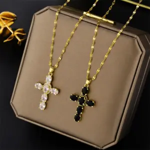 Wholesale PVD Coated Real Gold Plated Geometric Stainless Steel Simple Style Waterproof Non Tarnish Necklace