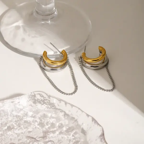 Real Gold Plated 304 Stainless Steel PVD Coated Geometric Waterproof Non Tarnish Casual Modern Style Commute Ear Studs For Women's