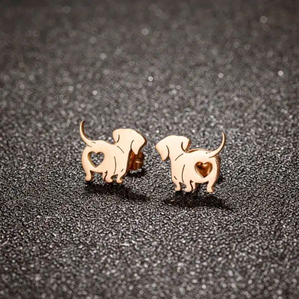 PVD Coated 18K Gold Real Gold Plated Dog 304 Stainless Steel Simple Style Waterproof Non Tarnish Ear Studs