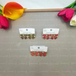 Butterfly Bow Shape Oil Drop Earrings Random Color / 18k