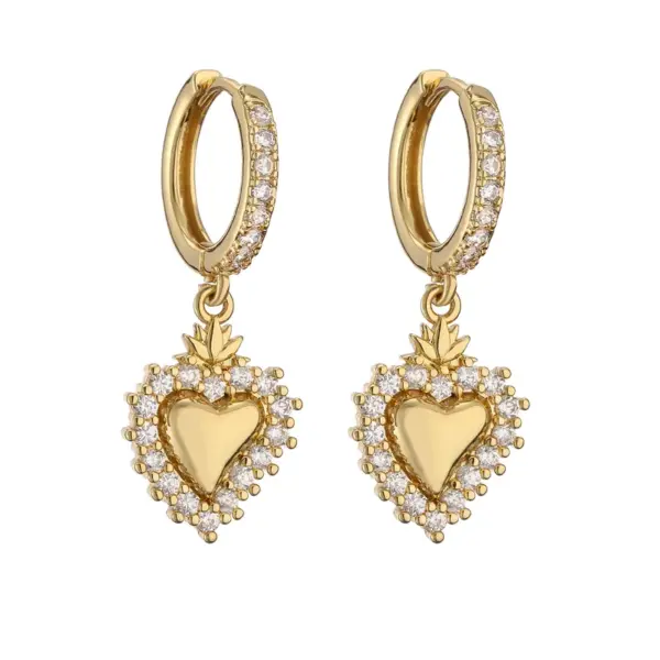 Wholesale Casual Elegant Simple Style Heart Shape Copper Plating Inlay Zircon 18k Gold Plated Earrings Necklace
